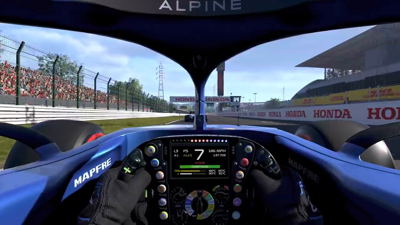 Appendix dataset sample 6888_1 showing a first-person racing cockpit.
